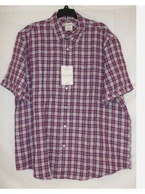 Murano Size Large / Baird McNutt / Pink / Linen / Short Sleeve New Men's Shirt